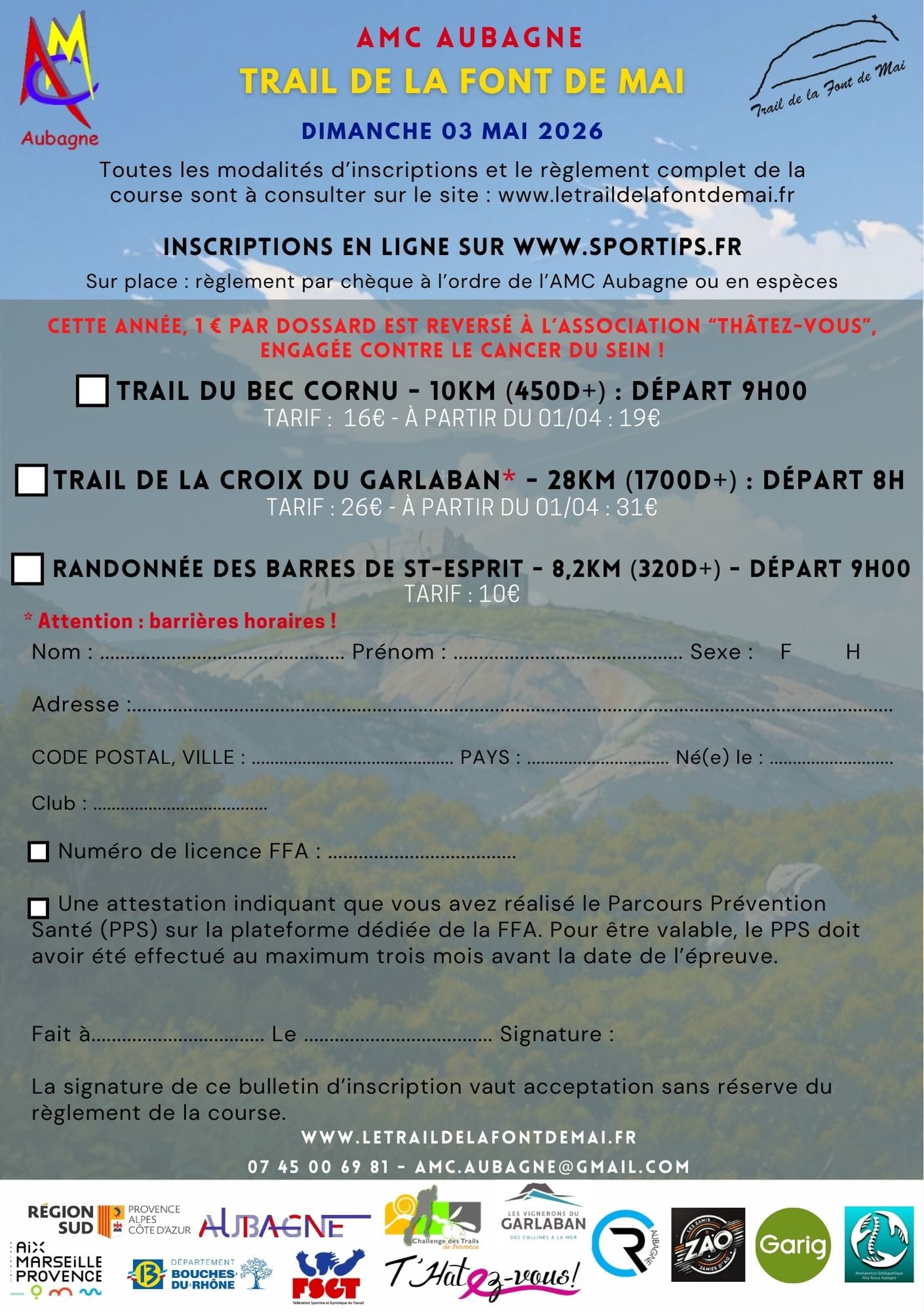 Inscription Trail de la font de Mai 2026
